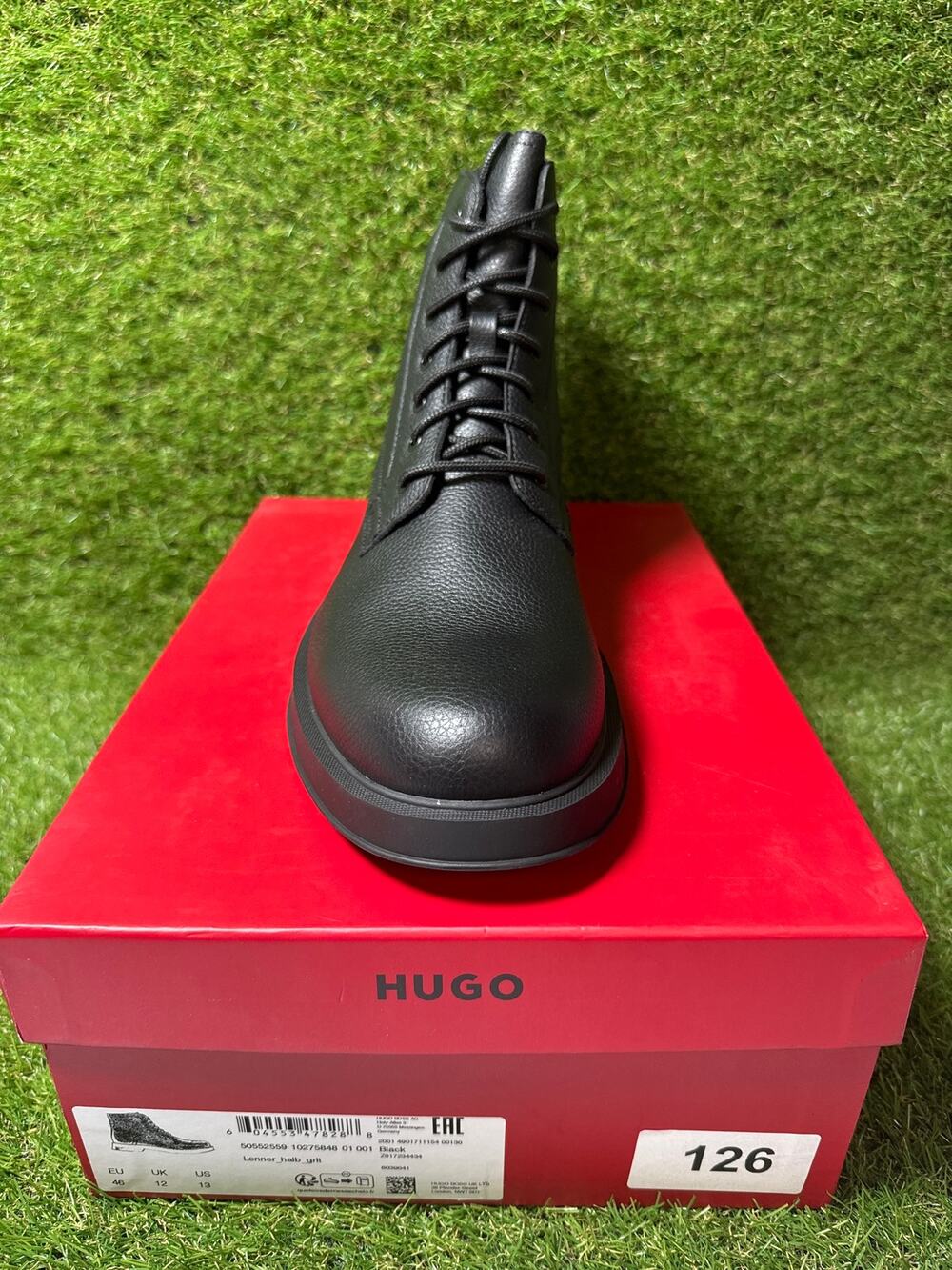 Hugo Boss Lenner Mens Boots Size 13 Black Leather